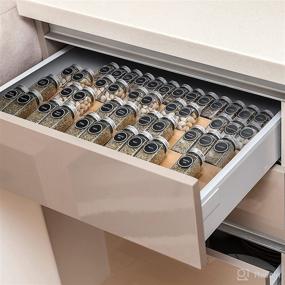 img 2 attached to 🎍 Mulush Bamboo Spice Rack Tray - 64 Jar Spice Drawer Organizer for Optimal Kitchen Cabinet Storage and Organization