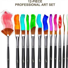 img 3 attached to 12 Professional Paint Brushes Set For Kids & Adults - Ideal For Acrylic, Water Color, Easter, Halloween And Face Painting