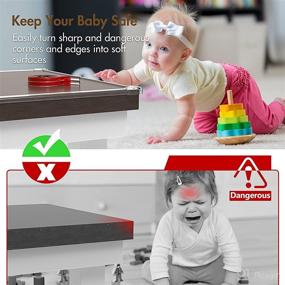 img 3 attached to 🏻 Mangotek Baby Corner Protector Set - Childproofing Corners and Edges (6.6ft Edge + 4 Corners) - Table Corner Guards Safety Bumpers for Furniture, Fireplace, Desk - Soft Silicone, Clear