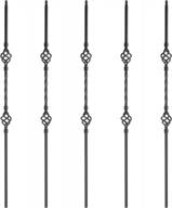 myard double basket 1/2 inches square iron stair balusters, 44 inches 5-pack (satin black) logo