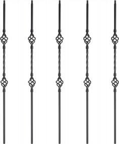 img 3 attached to Myard Double Basket 1/2 Inches Square Iron Stair Balusters, 44 Inches 5-Pack (Satin Black)