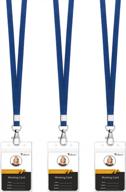 waterproof & durable teskyer clear id badge holder set with lanyard - 2.5" x 3.5" vertical style, resealable zip & extra thick plastic - blue (pack of 3) logo