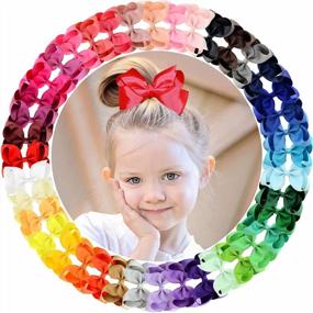 img 4 attached to 40Pcs 4.5" Grosgrain Ribbon Hair Bows W/ Alligator Clips For Baby Girls, Kids & Teens