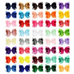 img 3 attached to 40Pcs 4.5" Grosgrain Ribbon Hair Bows W/ Alligator Clips For Baby Girls, Kids & Teens