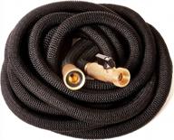 new 2022 heavy duty 25 ft black expandable garden water hose - triple latex, solid brass fittings & connectors for all watering needs! logo