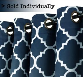 img 1 attached to Extra Wide Blackout Curtain For Sliding Glass Doors - Thermal Insulated, Moroccan Tile Quatrefoil Pattern, Navy And White, 100X96 Inches
