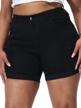plus size denim shorts: uoohal summer folded hem high waisted casual logo