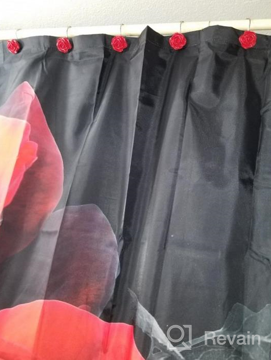 img 1 attached to Experience The Elegance Of LIVILAN'S Red Rose Shower Curtain Set With 12 Hooks - Waterproof And Perfect For Valentine'S Day! review by Blake Giordano