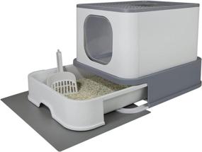 img 2 attached to RIZZARI Foldable Cat Litter Box: Large Top Entry Anti-Splashing Design with Lid, Handy Scoop & Easy Cleaning