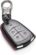 vitodeco genuine leather smart key keyless remote entry fob case cover with key chain for cadillac ats логотип