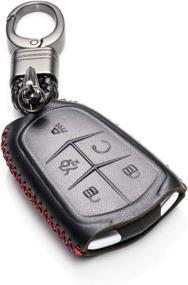 img 4 attached to Vitodeco Genuine Leather Smart Key Keyless Remote Entry Fob Case Cover With Key Chain For Cadillac ATS