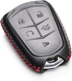 img 2 attached to Vitodeco Genuine Leather Smart Key Keyless Remote Entry Fob Case Cover With Key Chain For Cadillac ATS