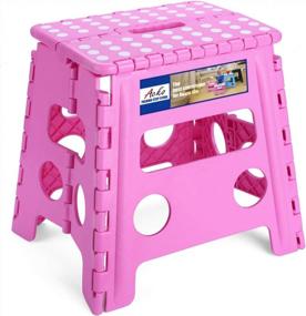 img 4 attached to Premium Heavy Duty Foldable Step Stool - 13 Inch Height For Kids And Adults, Ideal For Kitchen, Garden, Bathroom, And More (Pink)