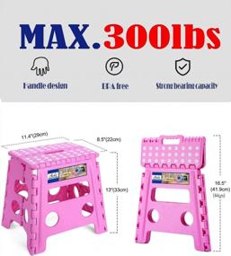 img 1 attached to Premium Heavy Duty Foldable Step Stool - 13 Inch Height For Kids And Adults, Ideal For Kitchen, Garden, Bathroom, And More (Pink)