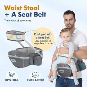 img 2 attached to Zooawa Baby Carrier Newborn To Toddler, 7 In 1 Baby Hip Seat Carrier Front Back Carrier With Lumbar Support+Waist Stool+Pocket, Soft Breathable Infant Holder Carrier For 0-36 Months 22-40Lbs, Gray