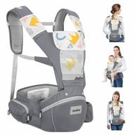 zooawa baby carrier от новорожденных до малышей, 7 в 1, детское сиденье для бедер, передняя задняя переноска с поясничной опорой + поясной стул + карман, мягкая дышащая переноска для младенцев в возрасте от 0 до 36 месяцев, 22-40 фунтов, серый логотип