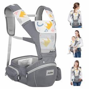 img 4 attached to Zooawa Baby Carrier Newborn To Toddler, 7 In 1 Baby Hip Seat Carrier Front Back Carrier With Lumbar Support+Waist Stool+Pocket, Soft Breathable Infant Holder Carrier For 0-36 Months 22-40Lbs, Gray