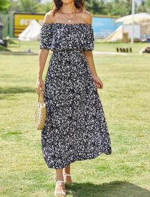 img 3 attached to Boho Chic: Bluetime Off Shoulder Maxi Dress With Floral Print For Women'S Beach Summer Look