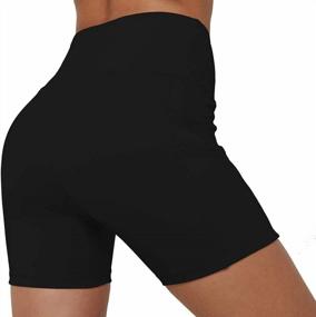 img 3 attached to High Waist Yoga Shorts For Women With Pockets - Tummy Control Workout Running Athletic Spandex Shorts By USHARESPORTS