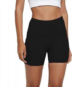 img 2 attached to High Waist Yoga Shorts For Women With Pockets - Tummy Control Workout Running Athletic Spandex Shorts By USHARESPORTS