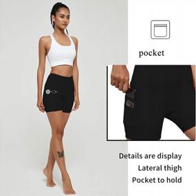 img 1 attached to High Waist Yoga Shorts For Women With Pockets - Tummy Control Workout Running Athletic Spandex Shorts By USHARESPORTS