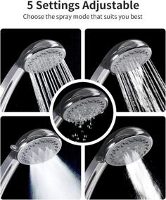 img 3 attached to High Pressure Chrome Shower Head With 5 Adjustable Settings By Ezelia