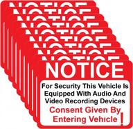 наклейка-наклейка с согласием на аудио- и видеозапись автомобиля, 10 шт., 2½ x 3½ ", 4 мил, винил, защита от ультрафиолетового излучения, водонепроницаемая логотип