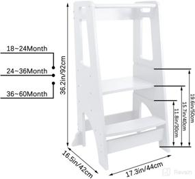 img 3 attached to Kitchen Learning Tower LZYMSZ: Wooden Kids Standing Tower and Toddler Kitchen Stool Helper Stand - White