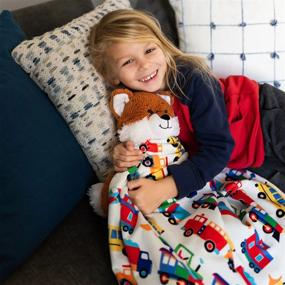 img 3 attached to Soft And Breathable Plush Throw Blanket For Kids - Ideal For Snuggles, Travel, And Playtime - 60 X 40 Inches - Fun Trains, Planes & Trucks Design By Wildkin