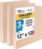 🎨 u.s. art supply 12x12 birch wood paint pouring panels (pack of 3) - artist depth wall canvases for painting mixed-media craft, acrylic, oil, encaustic logo