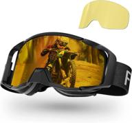 🏍️ funomo motorcycle goggles dirt bike glasses atv motocross eyewear, 2 lens riding glasses scooter anti-scratch anti-uv anti-fog dust proof off road eyewear for men women adult (black) logo