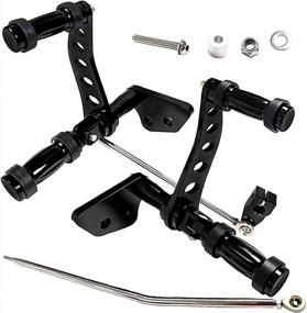 img 4 attached to Harley Dyna Super Glide: Black Forward Control Foot Peg Kits Compatible With 2000-2015 Models