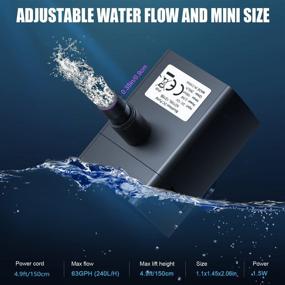 img 1 attached to GAIZERL Submersible Pet Water Fountain Pump - 63GPH Cat Dog Pump with Adapter for Aquariums, Fish Tanks, Ponds, Pet Fountains, Hydroponics, and Statuary