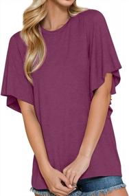 img 1 attached to Women'S Short Ruffle Sleeve Blouse: PrinStory'S Casual Round Neck Shirt For Summer Tops