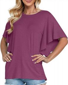 img 2 attached to Women'S Short Ruffle Sleeve Blouse: PrinStory'S Casual Round Neck Shirt For Summer Tops