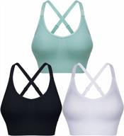 medium support wirefree yoga bra activewear: angool strappy sports bras for women logo