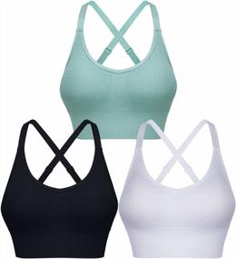 img 4 attached to Medium Support Wirefree Yoga Bra Activewear: ANGOOL Strappy Sports Bras For Women