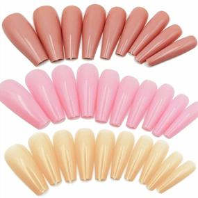 img 2 attached to Extra Long Pink And Nude Coffin Press-On Nails - Set Of 400 Full Cover Ballerina False Nails For DIY Acrylic Nail Art Decorations For Women And Girls