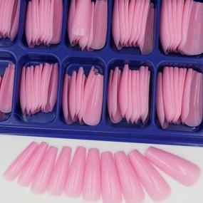 img 1 attached to Extra Long Pink And Nude Coffin Press-On Nails - Set Of 400 Full Cover Ballerina False Nails For DIY Acrylic Nail Art Decorations For Women And Girls