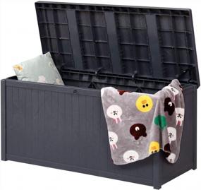 img 3 attached to Wonlink Plastic Deck Box - водонепроницаемая садовая мебель для патио на 120 галлонов (серый)