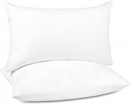 goose feather lumbar pillow set - 12 x 20 size, pack of 2, white, home decorative cushions for cozy couch logo