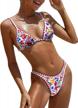 women's sexy thong micro bikini ditsy floral two piece swimsuit color block bandeau top logo