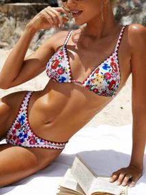 img 3 attached to Women'S Sexy Thong Micro Bikini Ditsy Floral Two Piece Swimsuit Color Block Bandeau Top