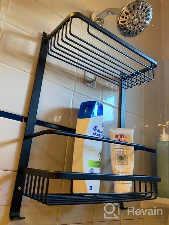 img 1 attached to Rustproof Shower Shelf Self Adhesive Wall Mount 2 Tiers Corner Caddy Basket Storage No Damage Bathroom Organizer By GERUIKE, Sliver review by Theodore Huynh