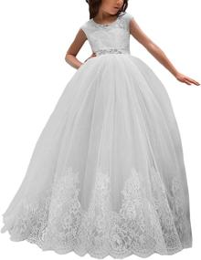 img 4 attached to 👰 Wedding Pageant Dresses for Girls - Floral Print Gowns in Girls' Clothing