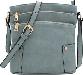 img 4 attached to Triple Pocket Medium Crossbody Black Women's Handbags & Wallets via Crossbody Bags