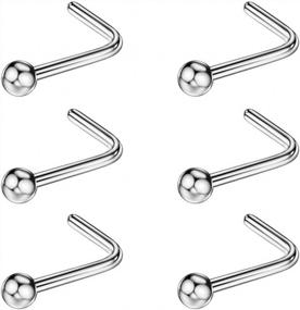 img 3 attached to Set Of 6 Nose Piercing Jewelry With Surgical Steel/Titanium Studs For Women In 18G, 20G, And 22G Sizes