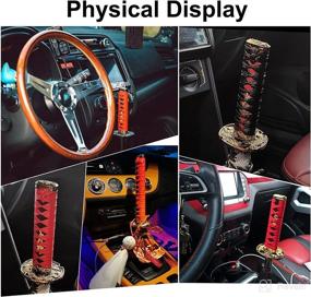 img 3 attached to GSTP Katana Shift Knob Samurai Sword Gear 🗡️ Shifter: Universal Automatic Car Accessory (4 Adapters, 15cm Black&amp;Red)