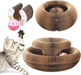 img 4 attached to 🐱 Grey Magic Organ Cat Scratching Board - Durable, Foldable & Convenient Cat Scratcher Toy with Grinding Claw Scratching Ball