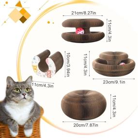 img 3 attached to 🐱 Grey Magic Organ Cat Scratching Board - Durable, Foldable & Convenient Cat Scratcher Toy with Grinding Claw Scratching Ball